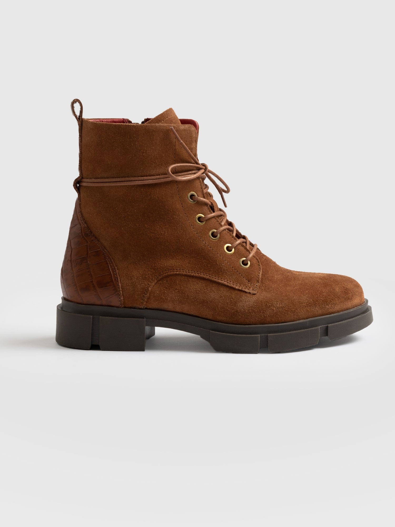Noho Boot Tan Suede Croc - Women's Leather Boots | Saint + Sofia® EU